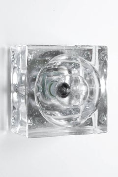 Rare Geometric Glass Ceiling or Wall Flush Mounts Sconces, 1960s