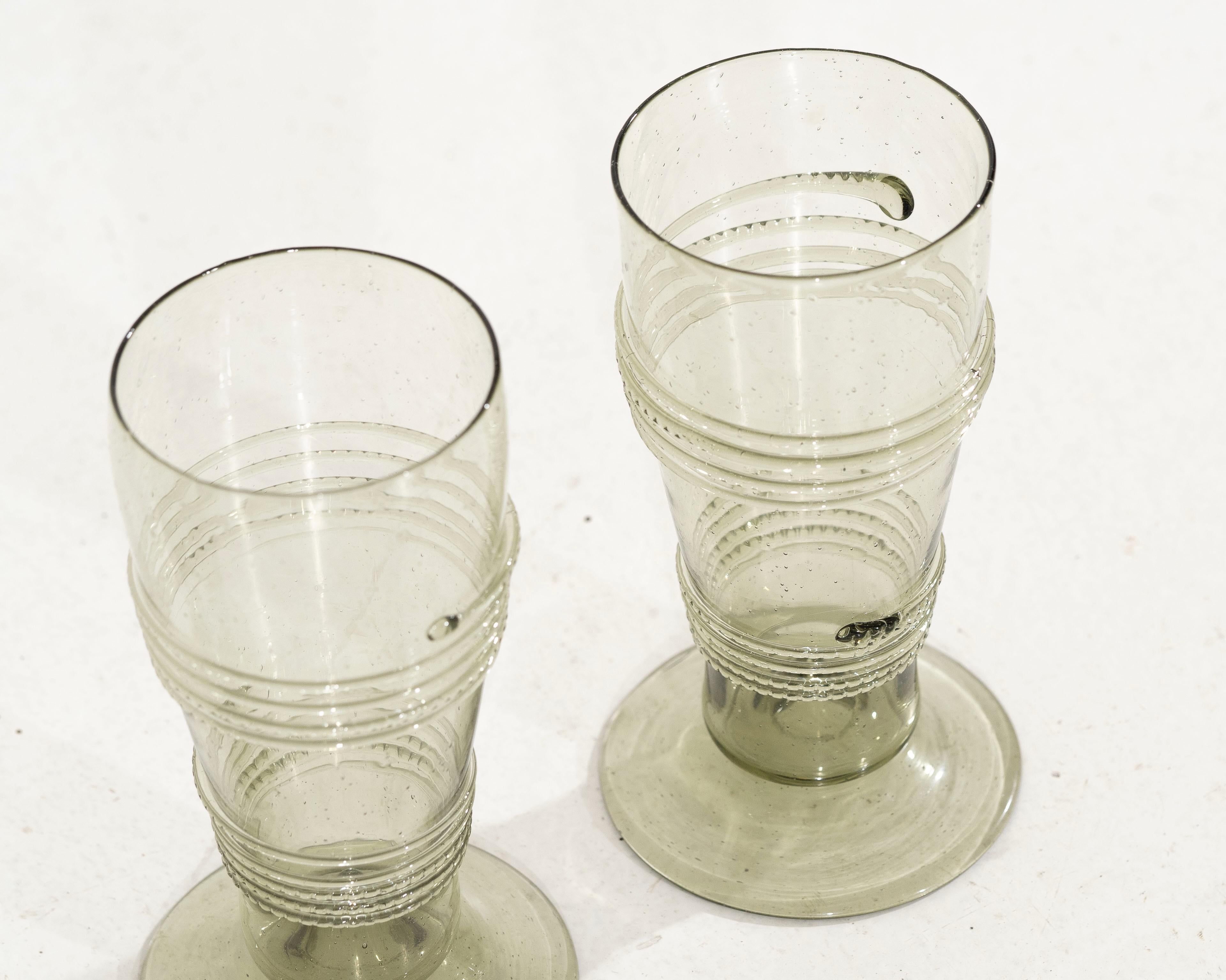 Four rare glasses with decorations, mid 20th C. For Sale 3