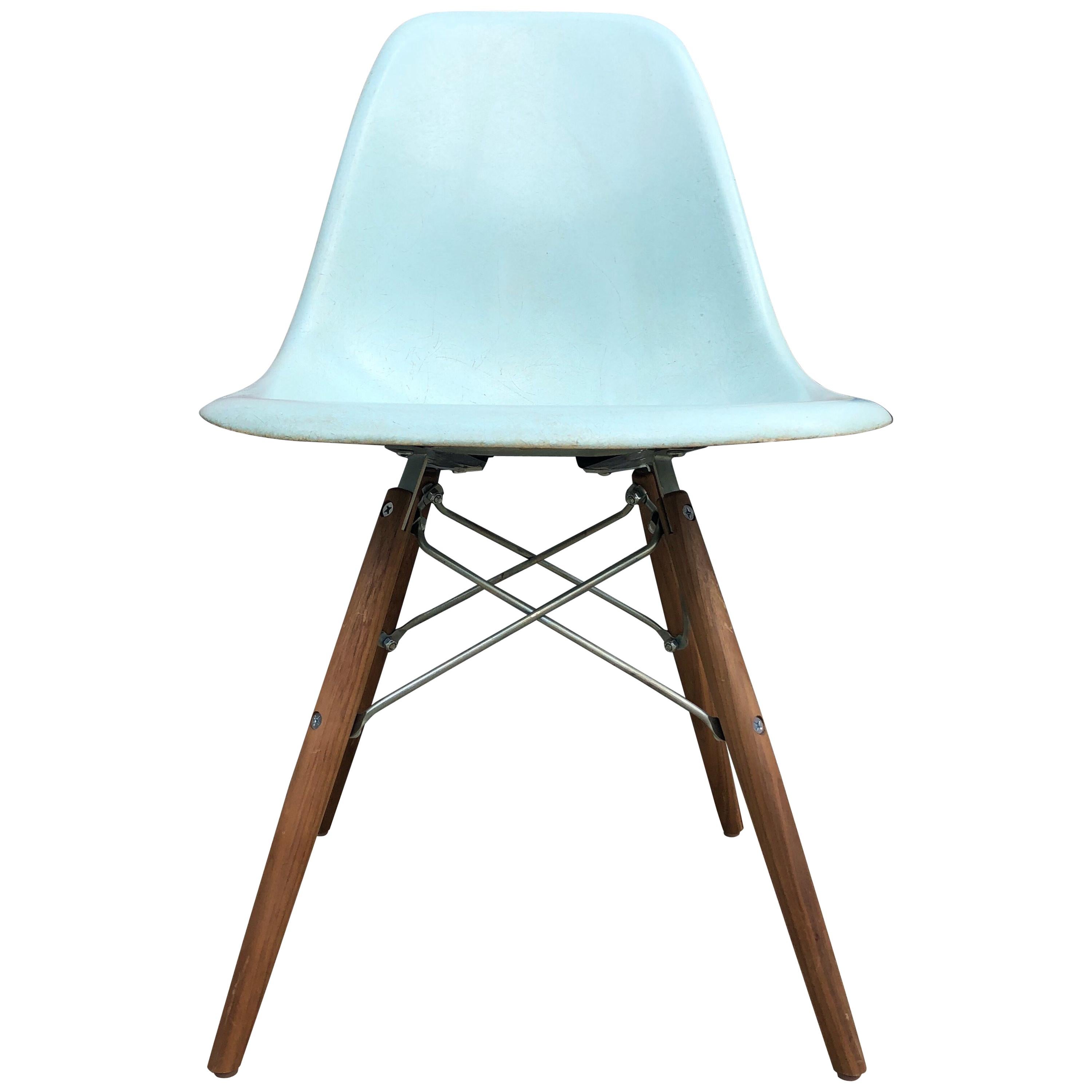 Four Rare Herman Miller Eames Dining Chairs in Robin’s Egg Blue