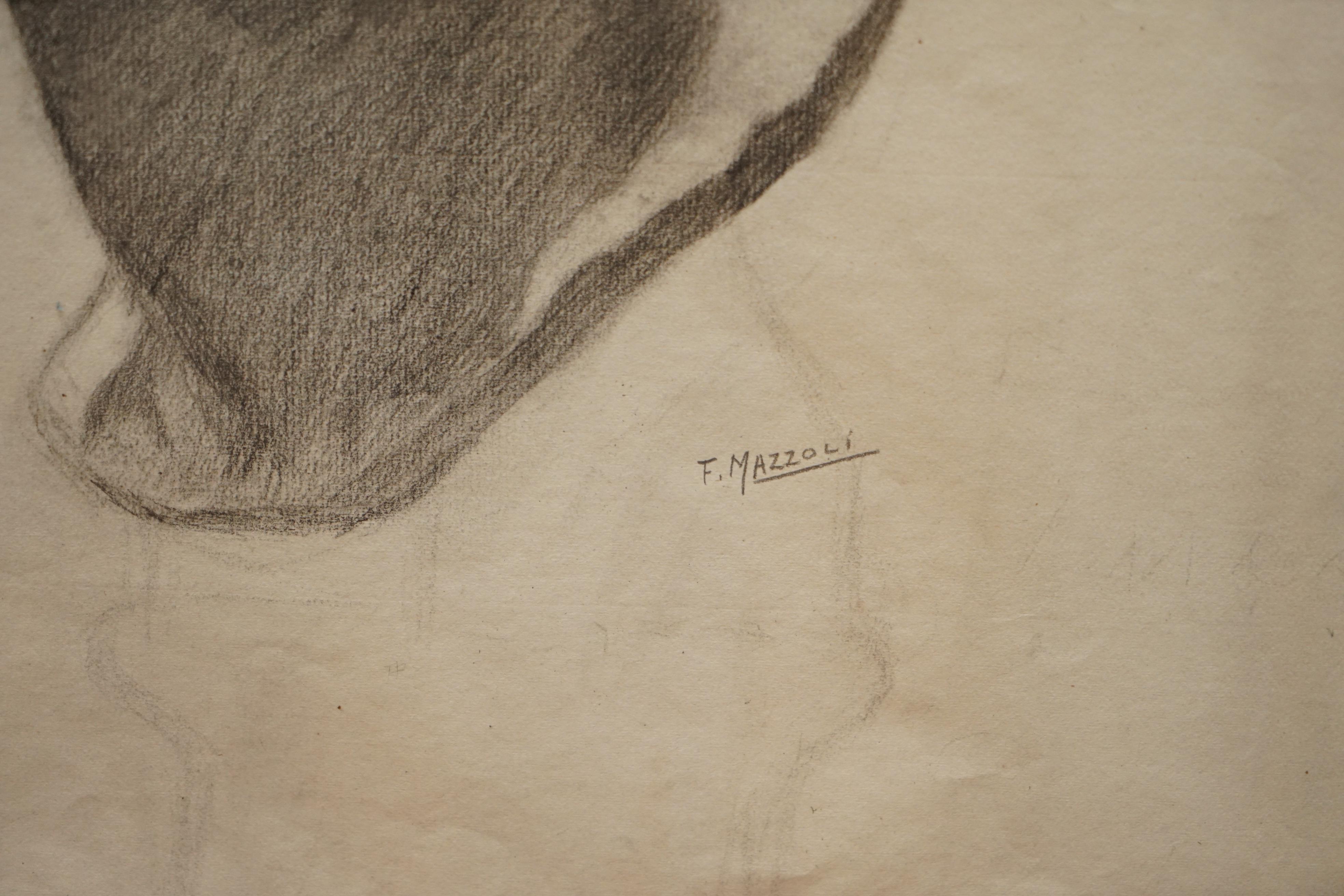 Four Rare Italian School 19th Century Old Master Sketches Drawings by F Mazzoli For Sale 9