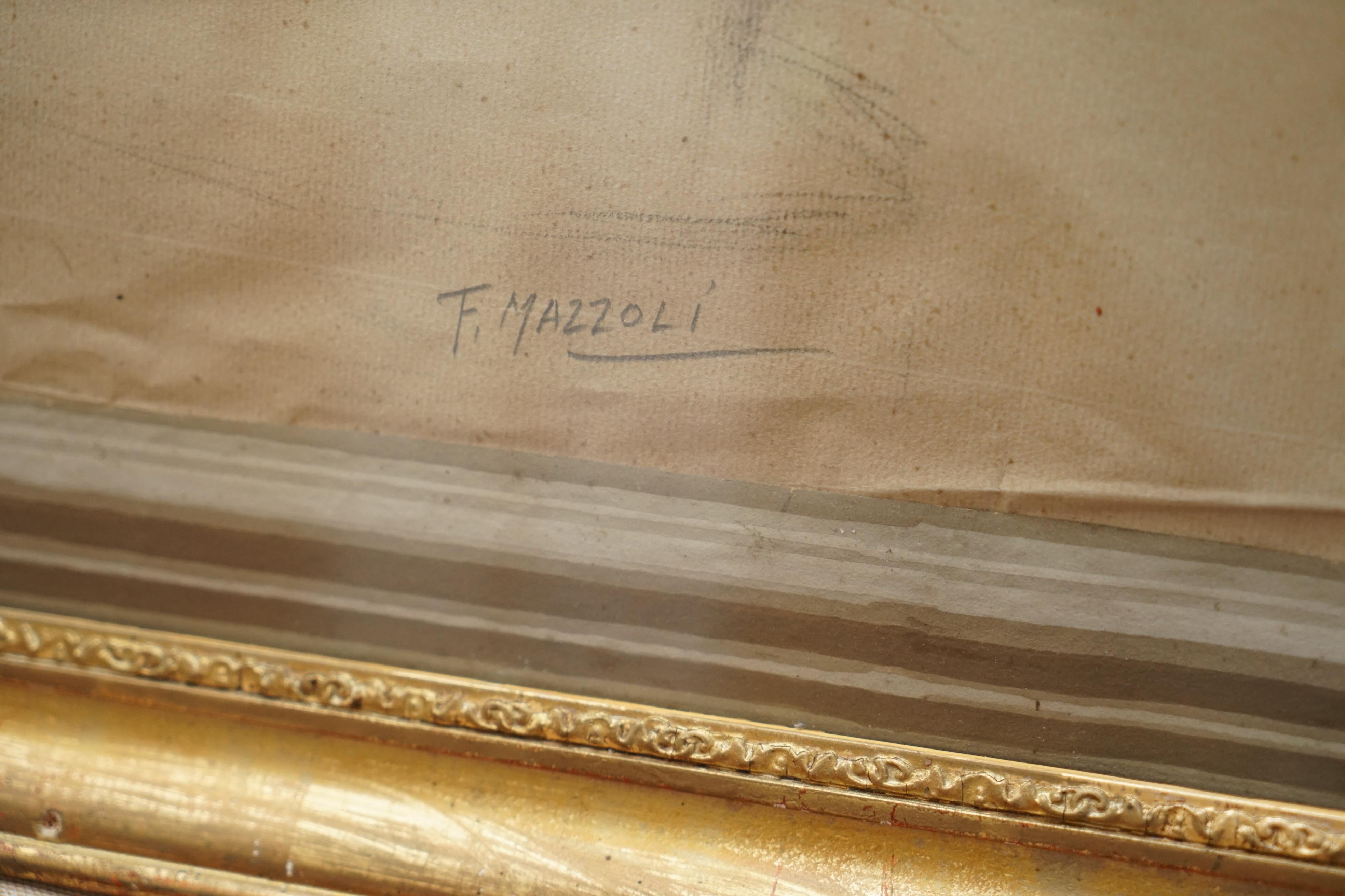 Vier seltene italienische Schule 19. Jahrhundert Alte Meister Skizzen Zeichnungen von F Mazzoli (Italienisch) im Angebot