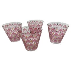 Cuatro - RAROS - Vasos Old Fashioned Vintage Fred Press Patrón "Loto