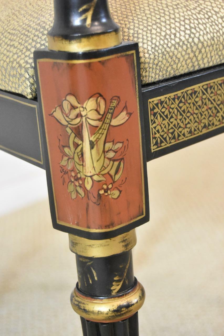 Wood Four Regency Beaufort Armchairs by Southwood Furniture Co. Black Lacquer