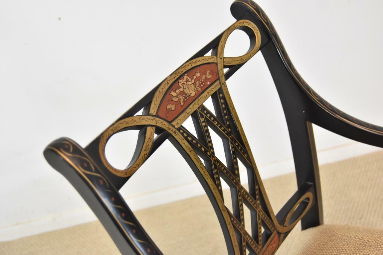 Four Regency Beaufort Armchairs by Southwood Furniture Co. Black Lacquer 1