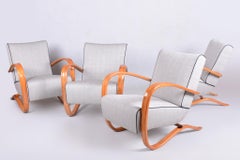 Four Restored Art Deco Armchairs, by J. Halabala, UP Závody, H-269, Czech, 1930s