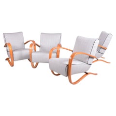 Four Restored Art Deco Armchairs, by J. Halabala, UP Závody, H-269, Czech, 1930s
