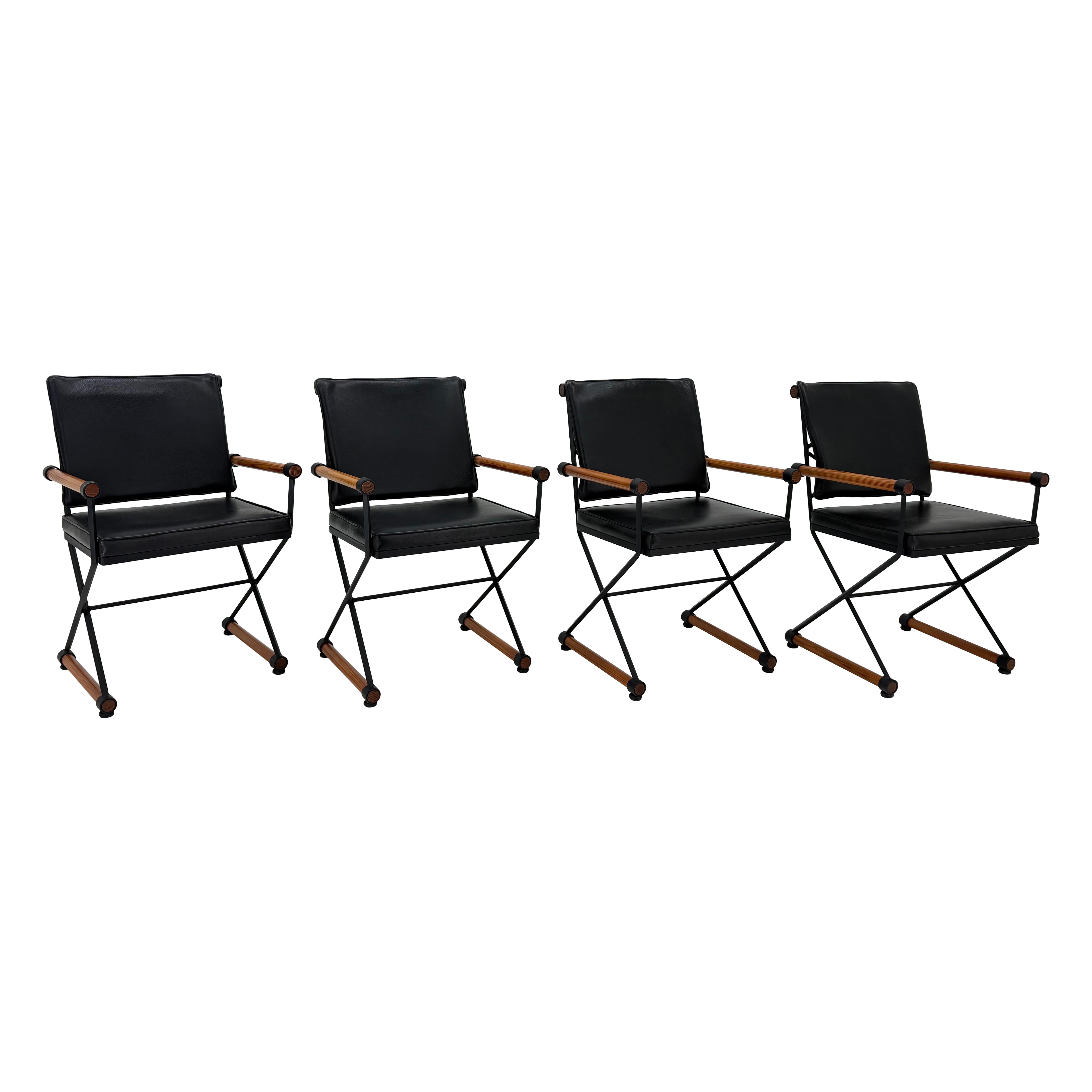 Four Restored Directors/Campaign Chairs. Cleo Baldon Style. For Sale
