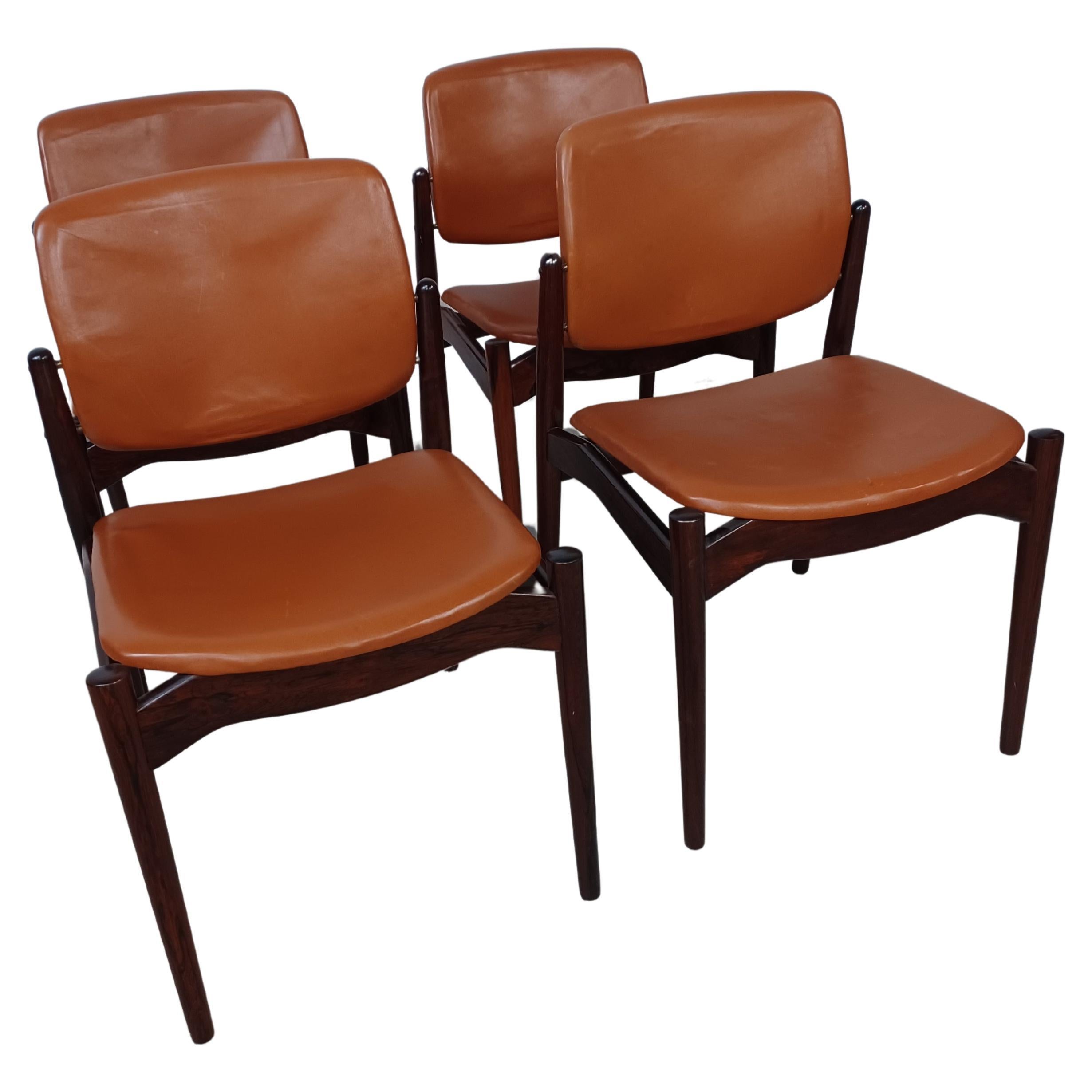 Four Restored Erik Buch  Rosewood Dining Chairs Custom Reupholstery Included