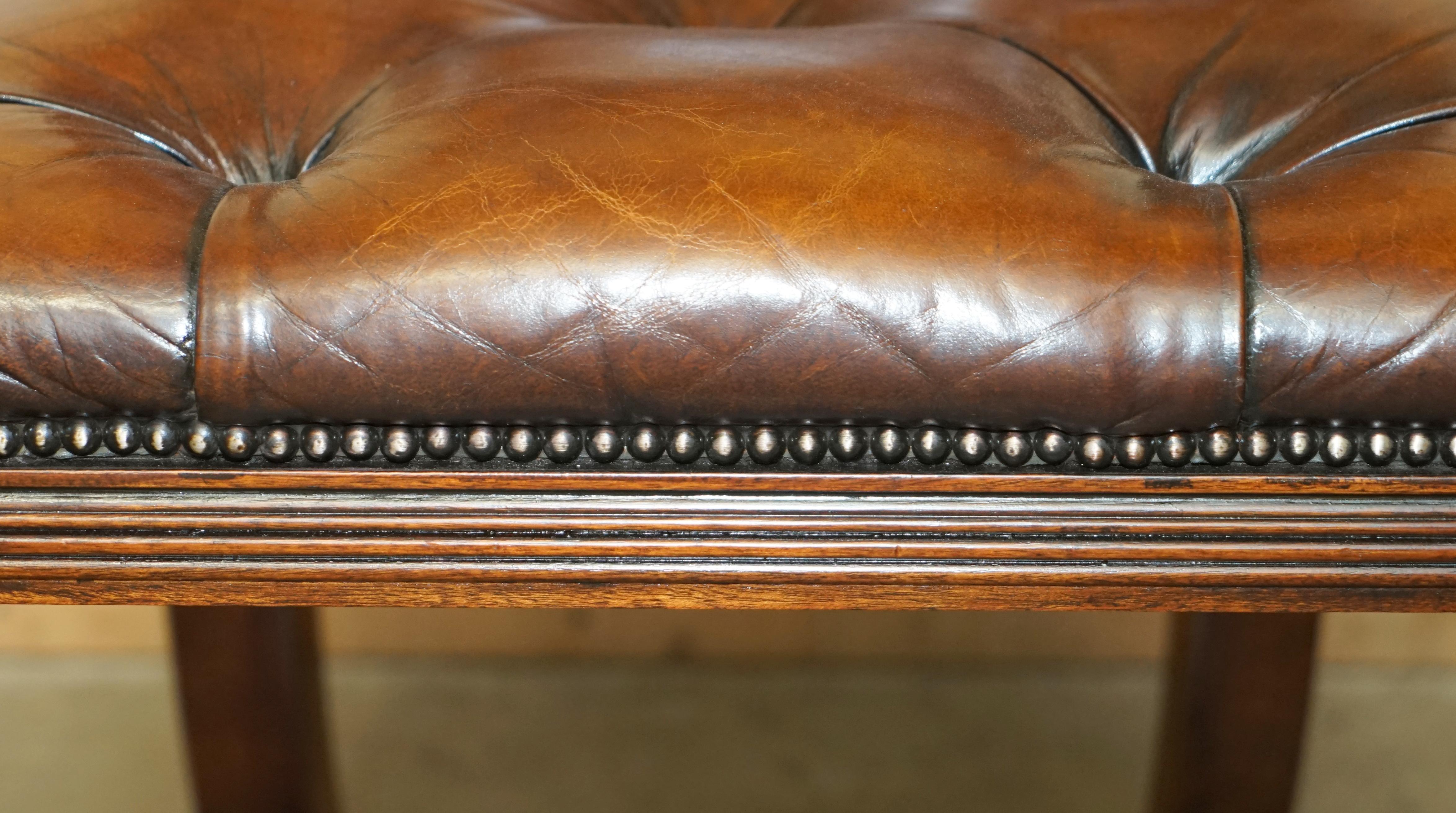 FOUR RESTORED RALPH LAUREN BROWN LEATHER CHESTERFIELD DINING CHAIRs 2