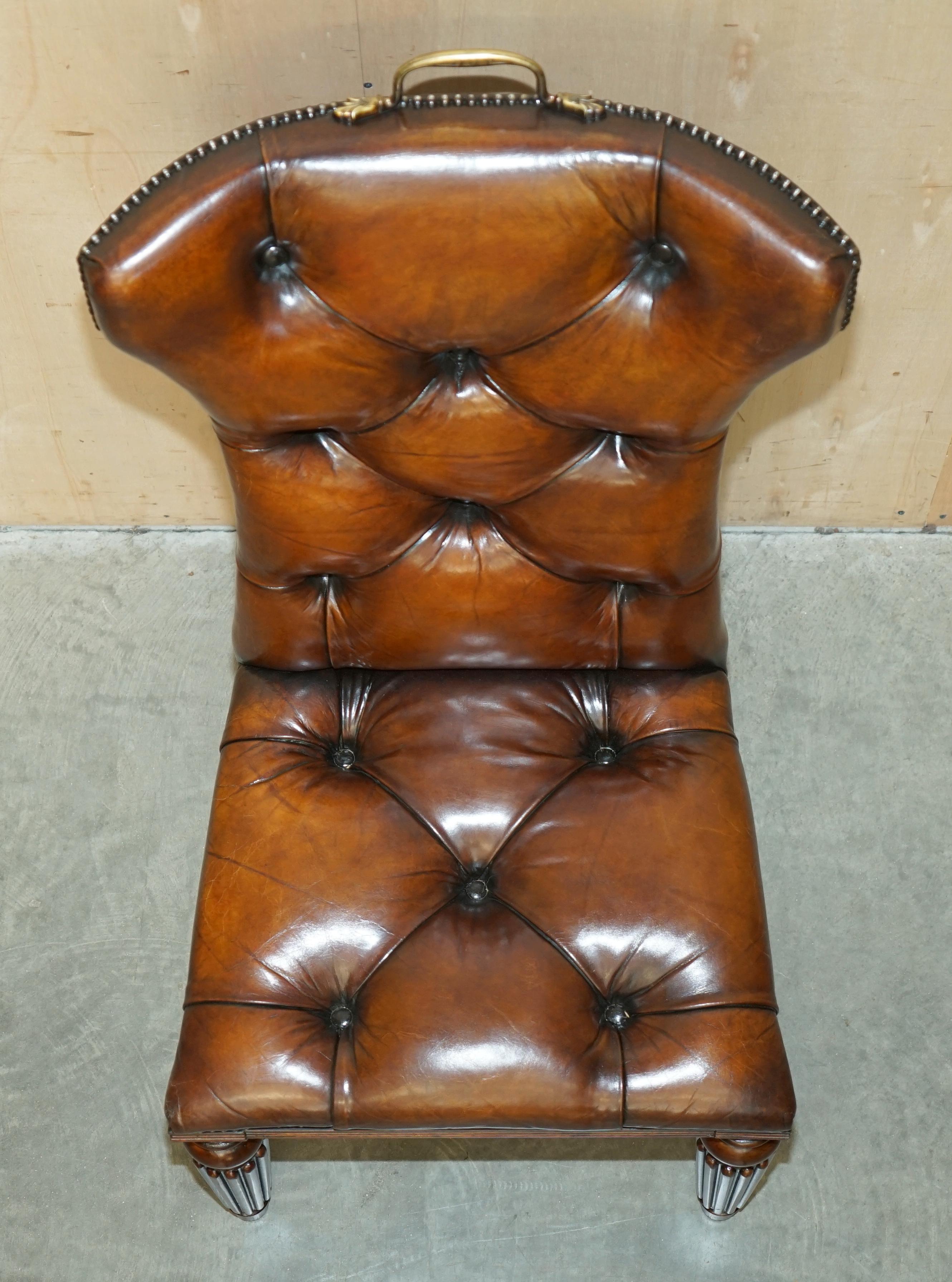 FOUR RESTORED RALPH LAUREN BROWN LEATHER CHESTERFIELD DINING CHAIRs 6