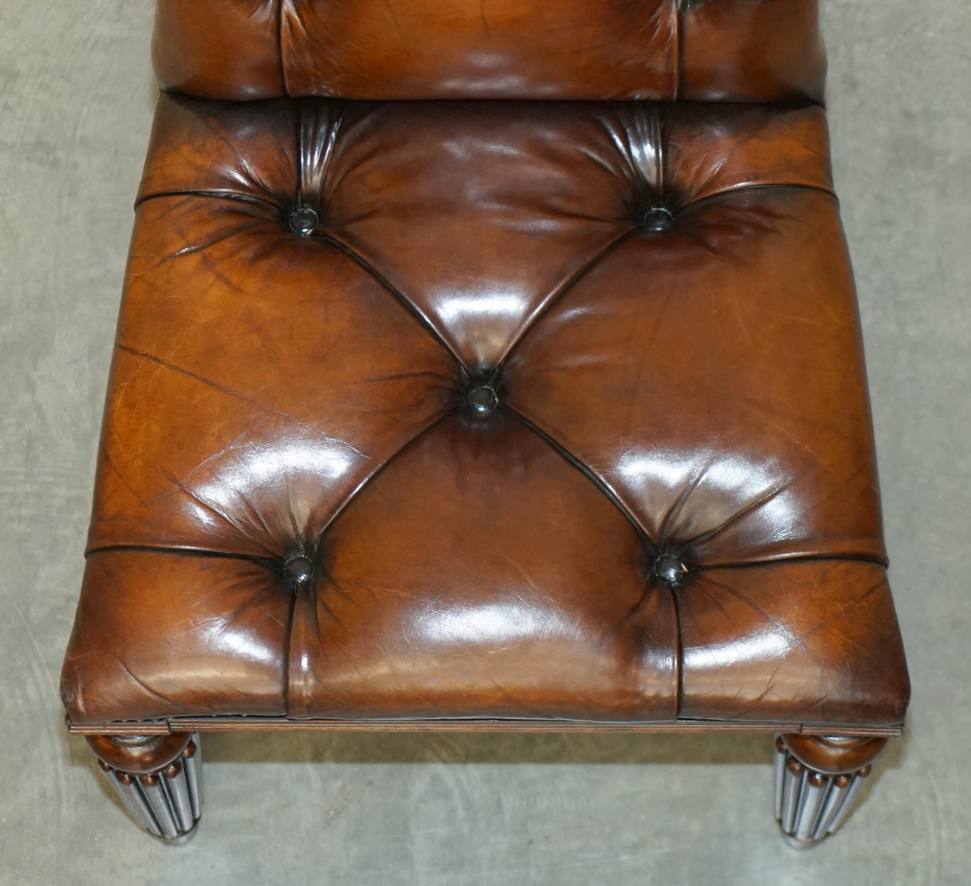 FOUR RESTORED RALPH LAUREN BROWN LEATHER CHESTERFIELD DINING CHAIRs 7