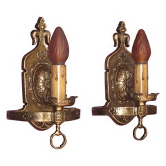 Four Restored Tudor Revival Sconces, circa 1928, Priced per pair