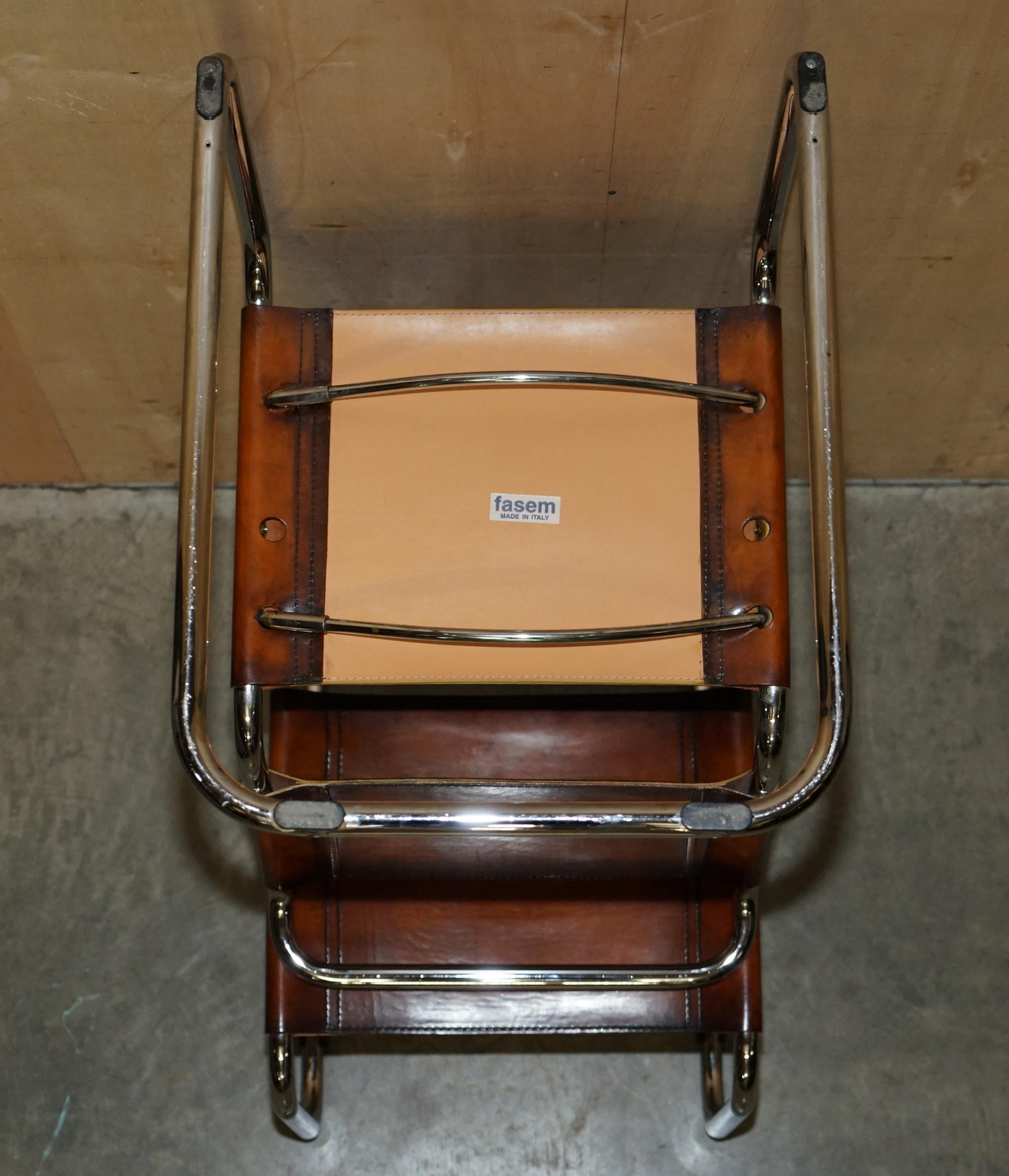 Quatre fauteuils de salle à manger Marcel Breuer B34 Fasem en cuir Brown restaurés 4 en vente 7