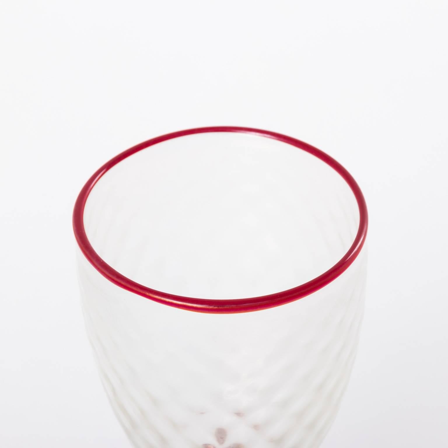 American Four Rick Strini Studio Diamond Luster Iridescent Red Wine Drinking Glasses