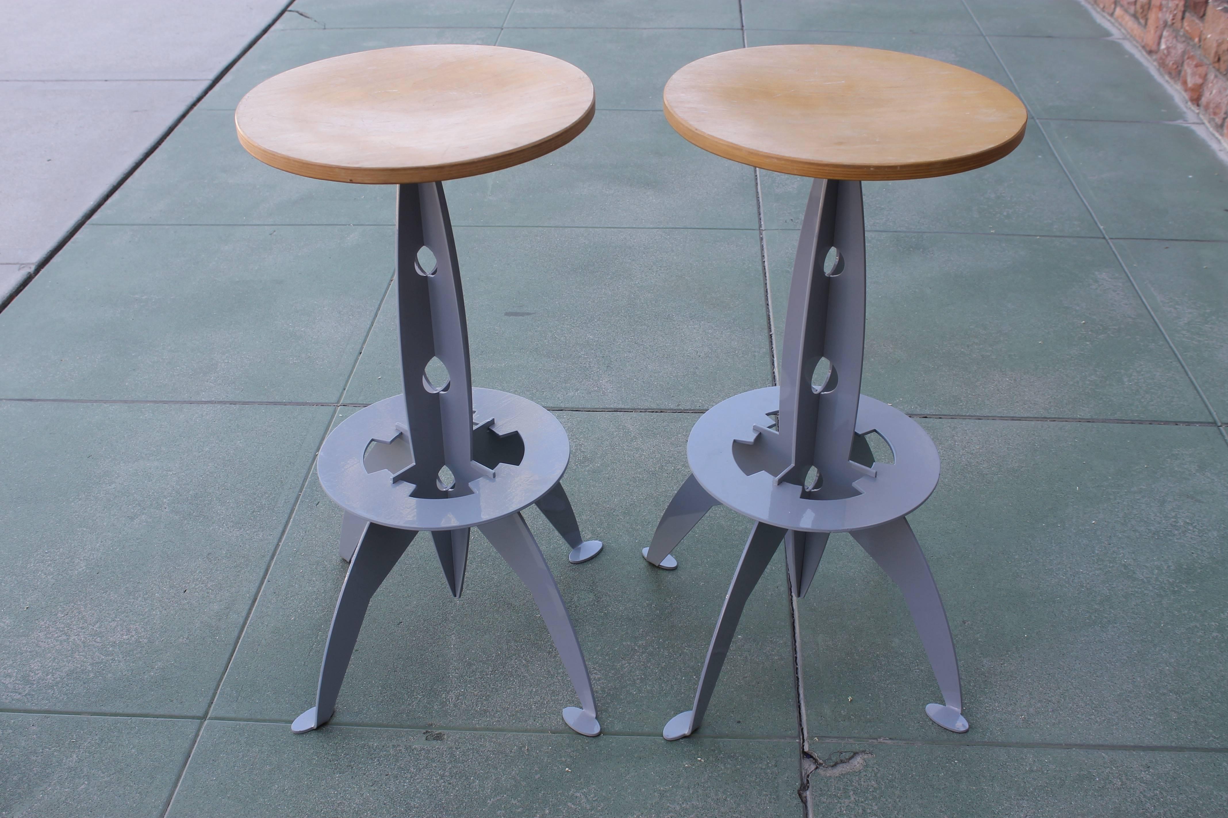 Four Rocket Inspired Barstools In Good Condition For Sale In Palm Springs, CA
