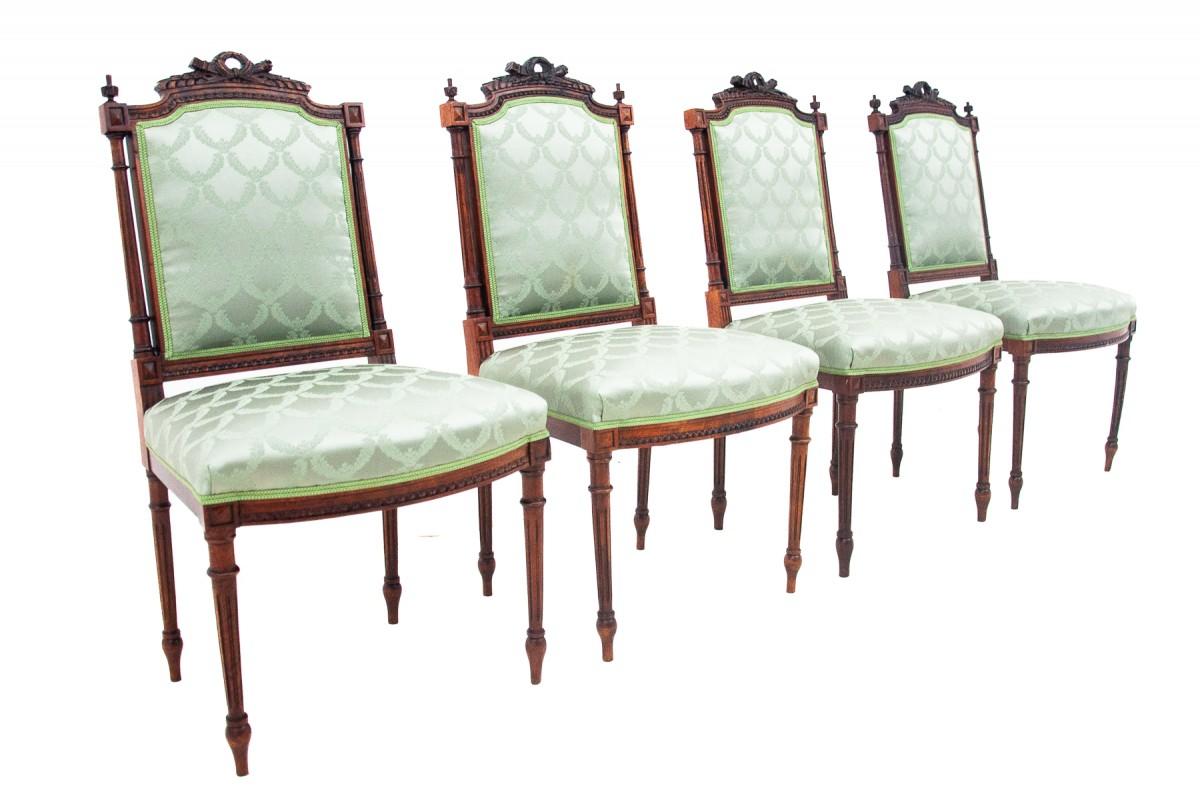 French Four Rococo style chairs, France. For Sale
