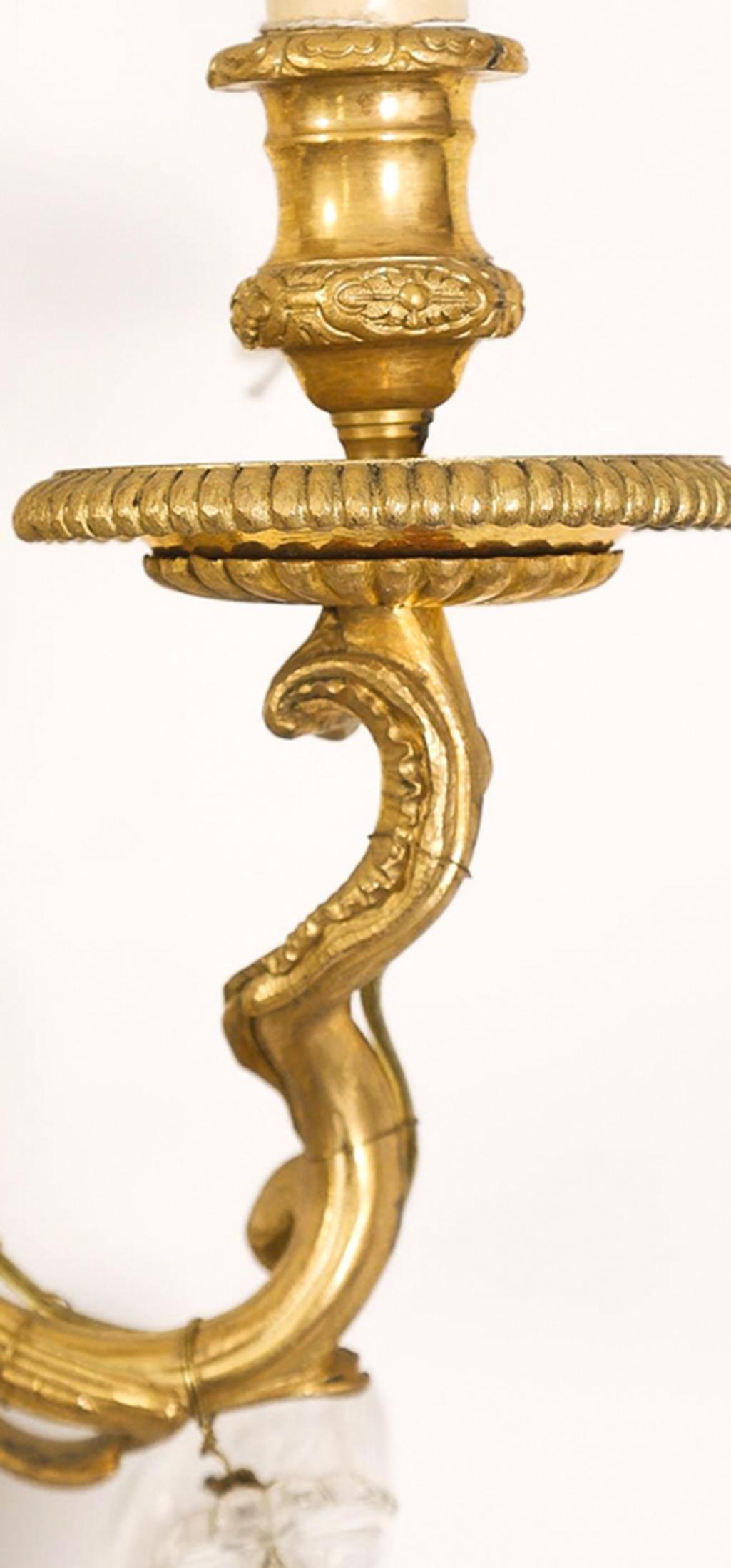 Cast Four Rococo Style Gilt Bronze Three Light Parrot Sconces For Sale