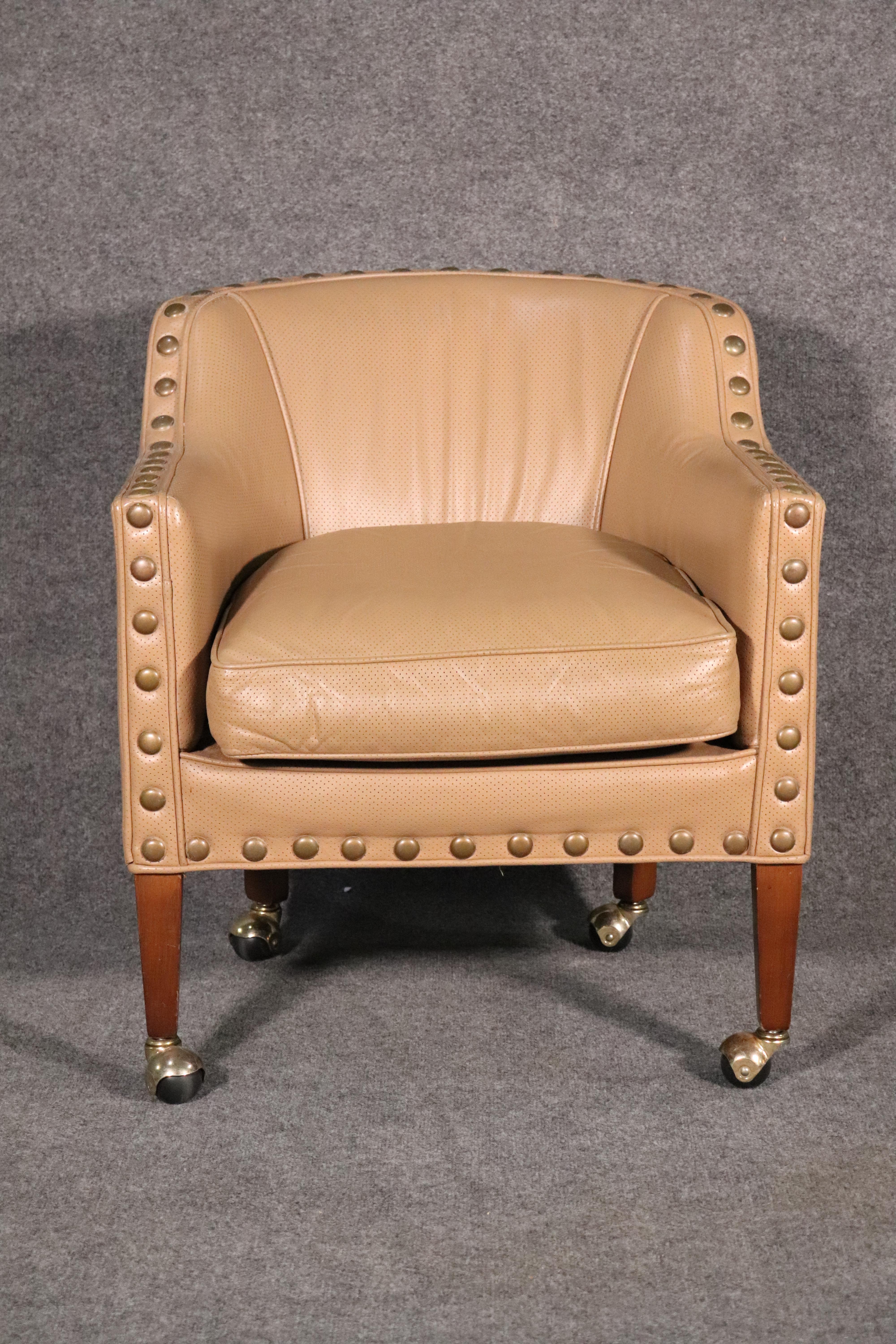 Leather Four Rolling Armchairs For Sale