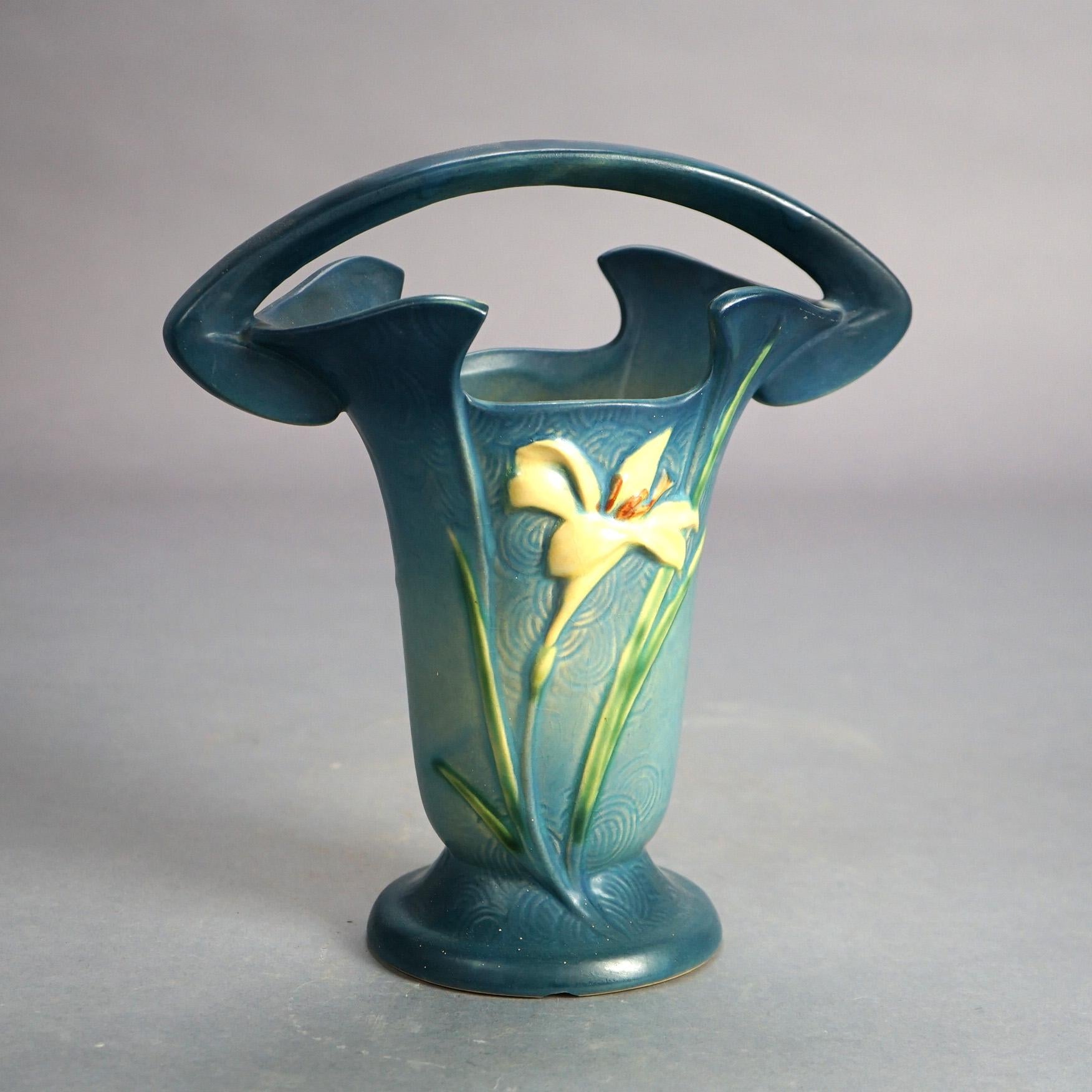Four Roseville Art Pottery Pieces, Zephyr Lily in Blue, Signed, Mid 20thC 3