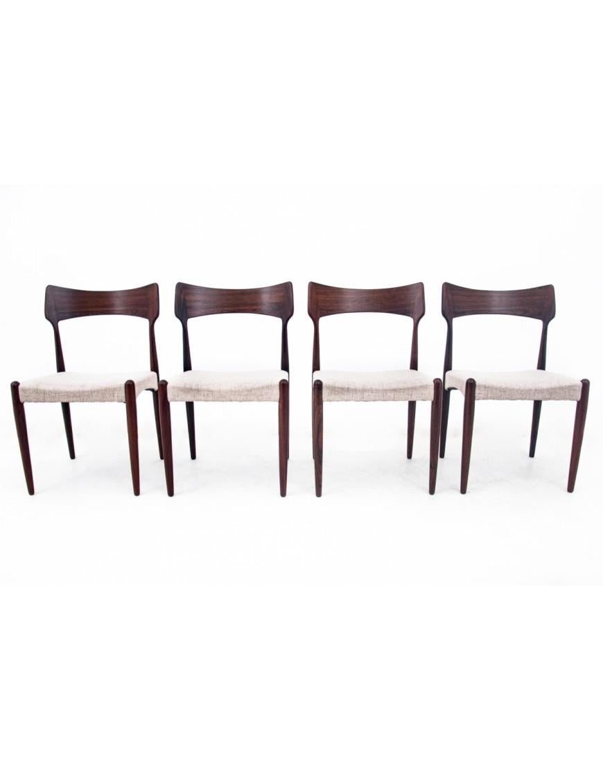Four rosewood chairs, designed by Bernhard Pedersen & Son, Denmark, 1960s. For Sale