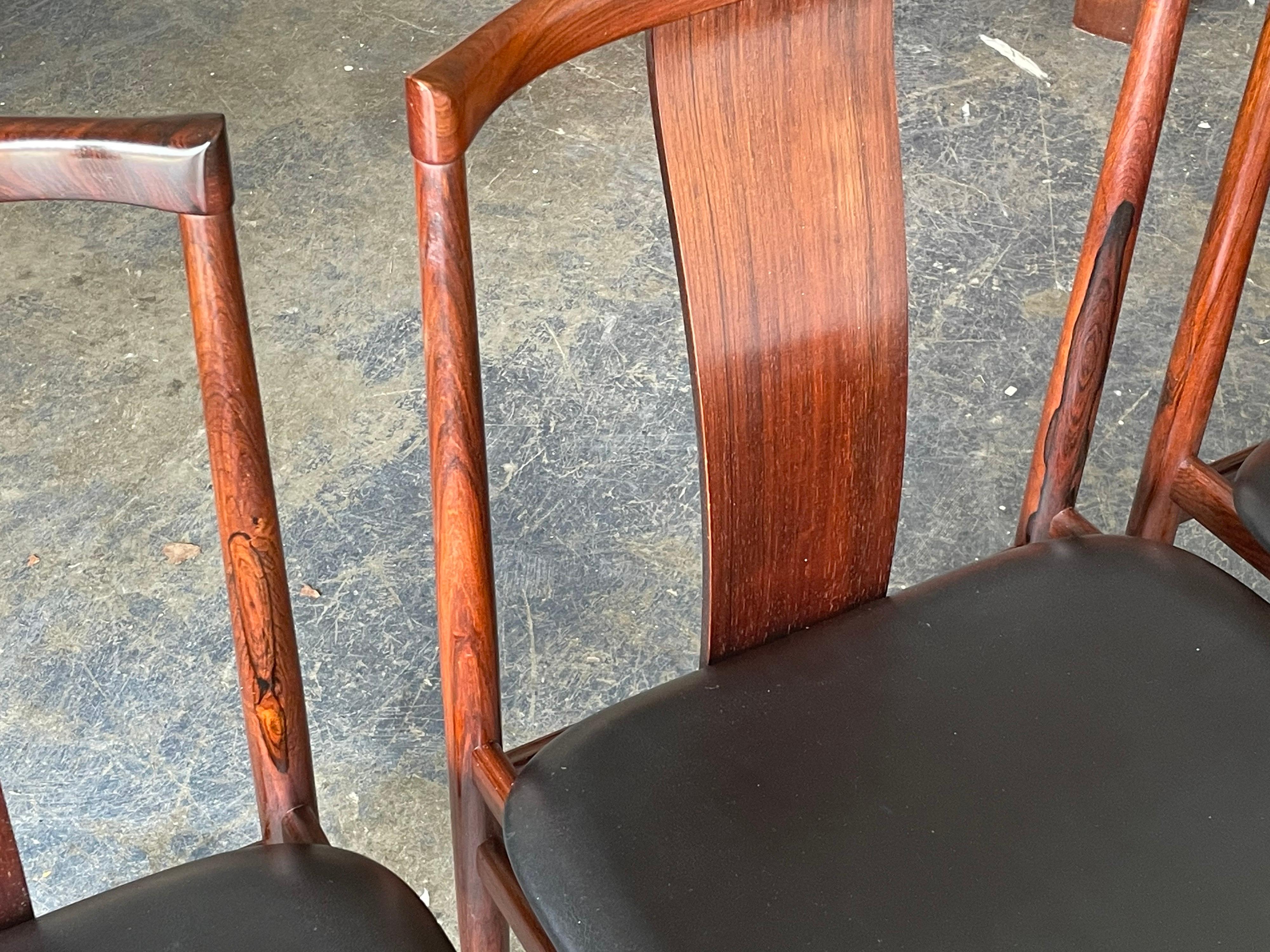 Mid-Century Modern Four Rosewood Dining Chairs by Henning Sorensen