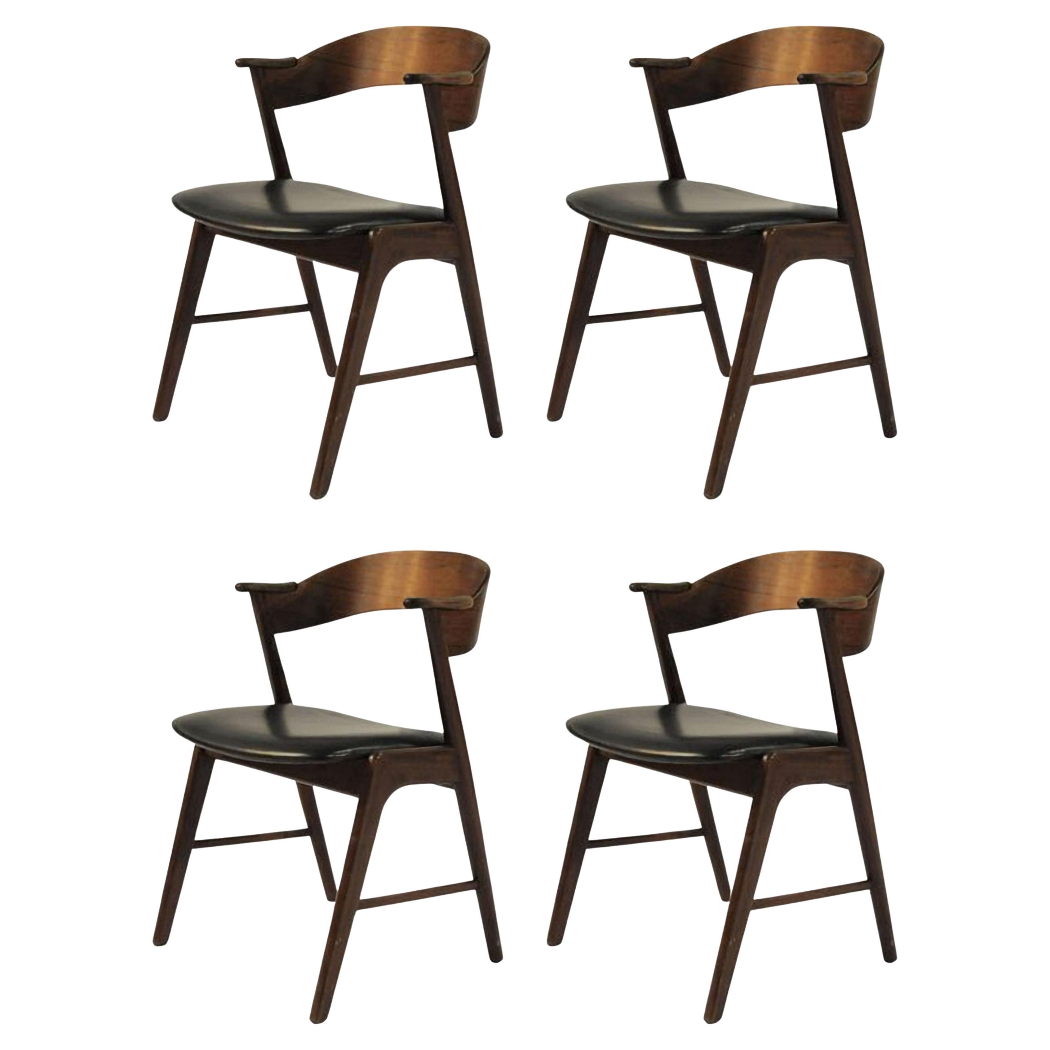 Four Rosewood Dining Chairs in Excellent Condition with Customizable Upholstery For Sale