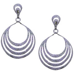 Four Row Diamond Chandelier Earrings Set in 18 Karat White Gold with 9.22 Carat Four Row Diamond Chandelier Earrings Set in 18 Karat White Gold with 9.22 Carat