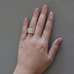 Four-Row Diamond Gold Band Ring