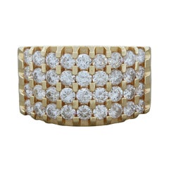 Four-Row Diamond Gold Band Ring