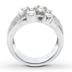 Four-Row Diamond Wedding Band in 14K White Gold, 1.20 Ct