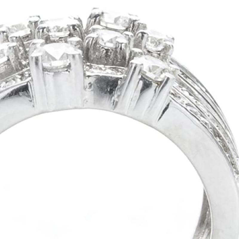 Round Cut Four-Row Diamond Wedding Band in 14K White Gold, 1.20 Ct For Sale