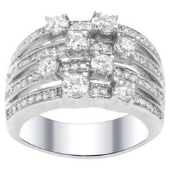 Four-Row Diamond Wedding Band in 14K White Gold, 1.20 Ct