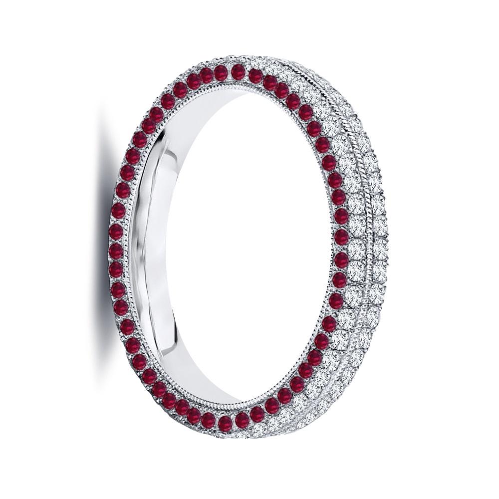 For Sale:  Four Row Natural Ruby and Diamond Eternity Ring 2