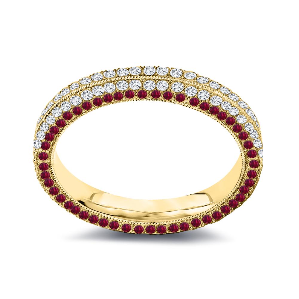 Im Angebot: Eternity-Ring mit natürlichem Rubin und Diamanten in vier Reihen () 3