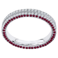 Eternity-Ring mit natürlichem Rubin und Diamanten in vier Reihen