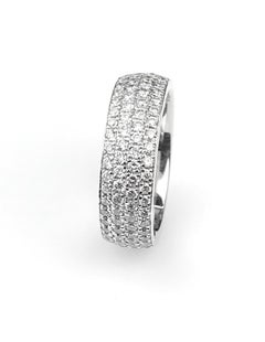 Four-Row Pave Set Diamond Band in White Gold