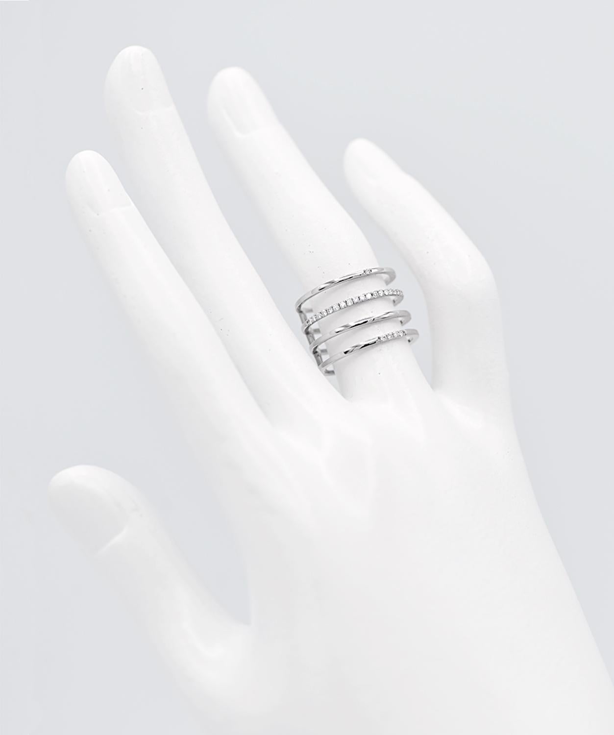 Round Cut Four-Row with Diamonds Fashion Ring For Sale