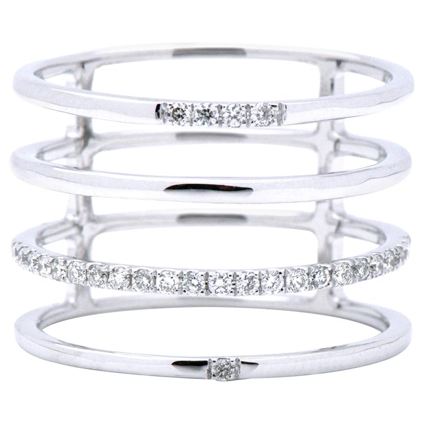 Four-Row with Diamonds Fashion Ring
