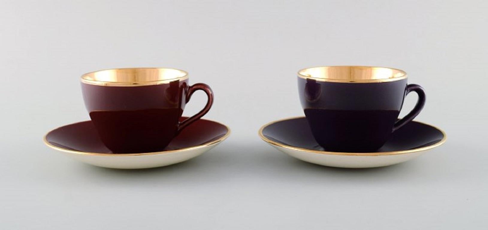 Scandinavian Modern Four Royal Copenhagen / Aluminia Confetti Coffee Cups with Saucers