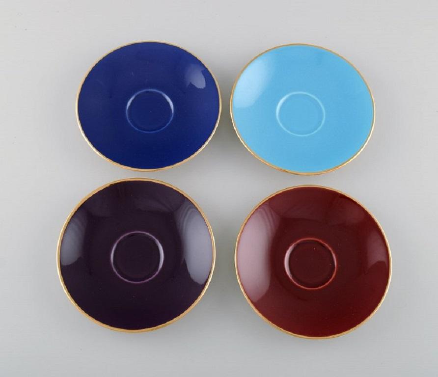 Glazed Four Royal Copenhagen / Aluminia Confetti Coffee Cups with Saucers