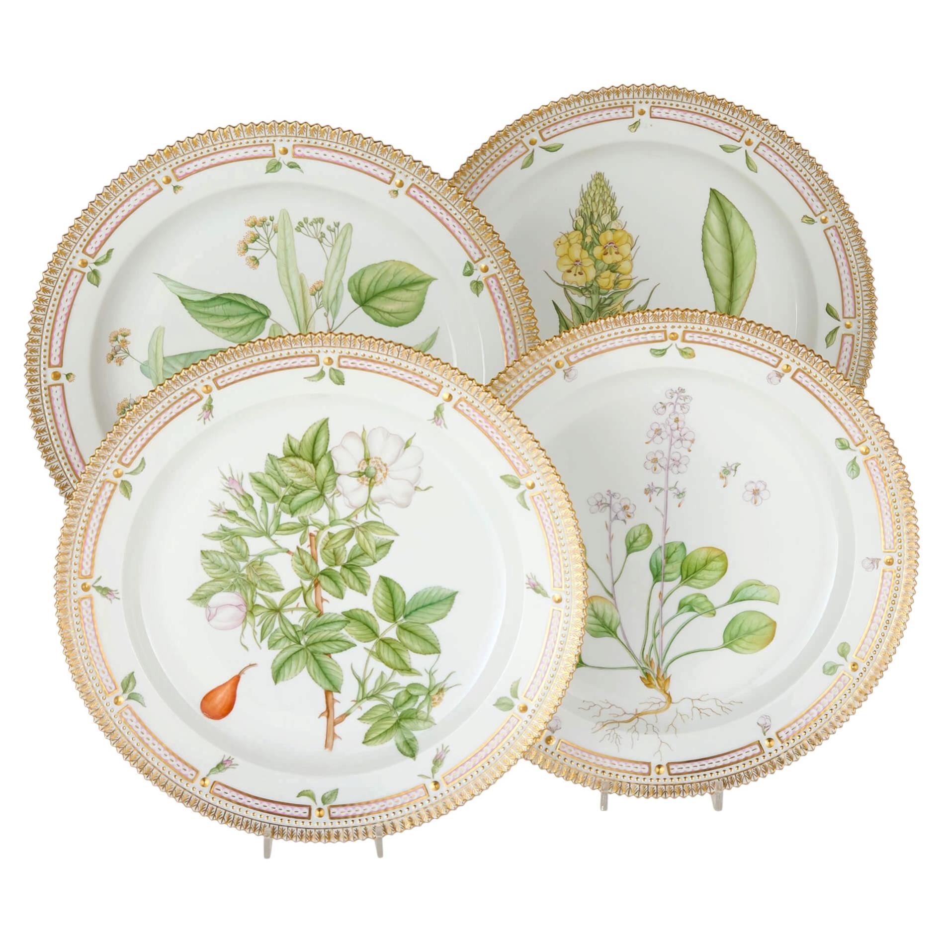 Four Royal Copenhagen 'Flora Danica' Porcelain Serving Plates