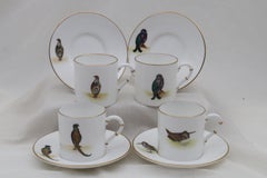 Four Royal Worcester Hand Coloured Demitasse Pattern Z2655