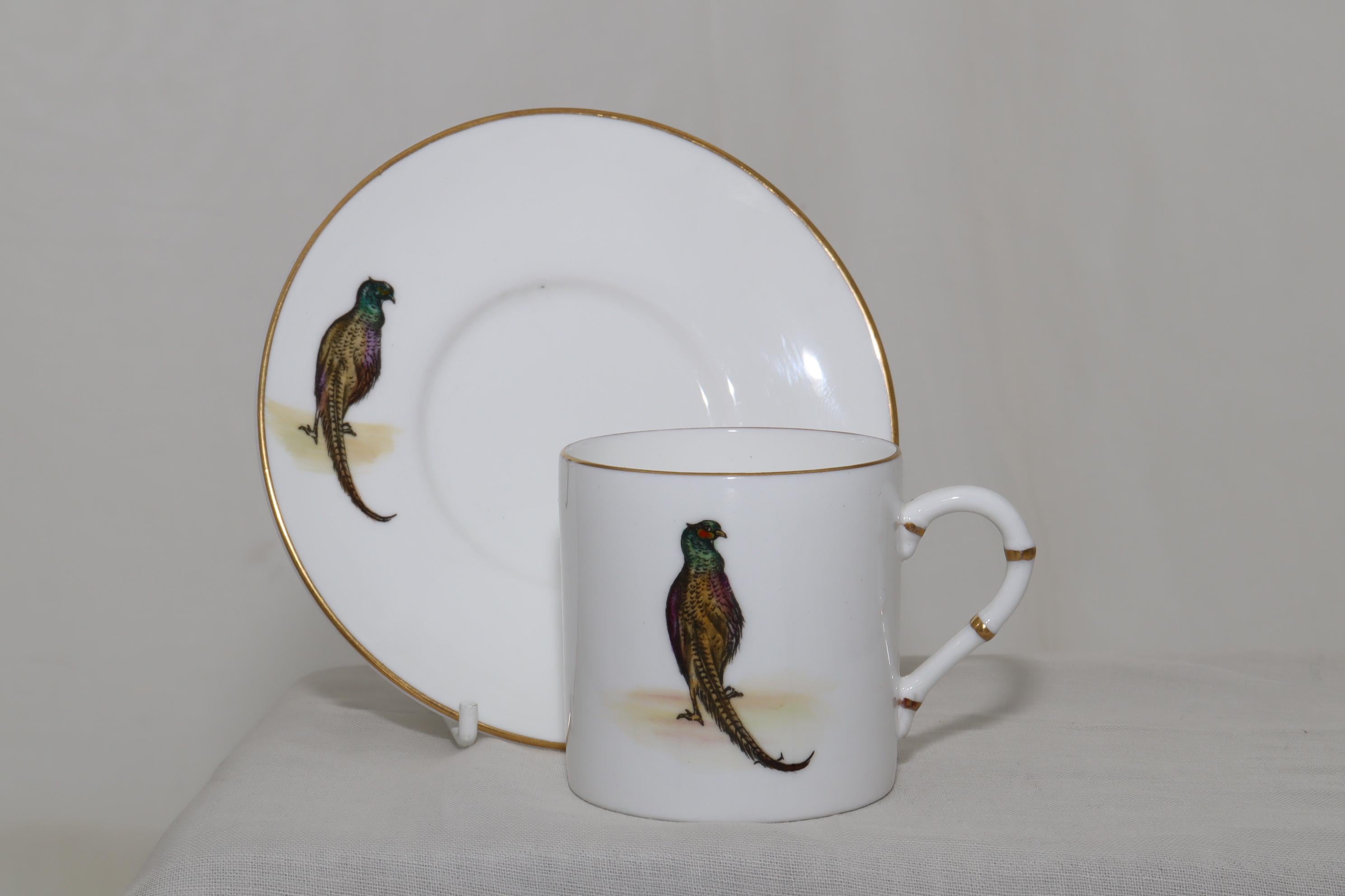 English Four Royal Worcester Hand Coloured Demitasse Pattern Z2655 For Sale