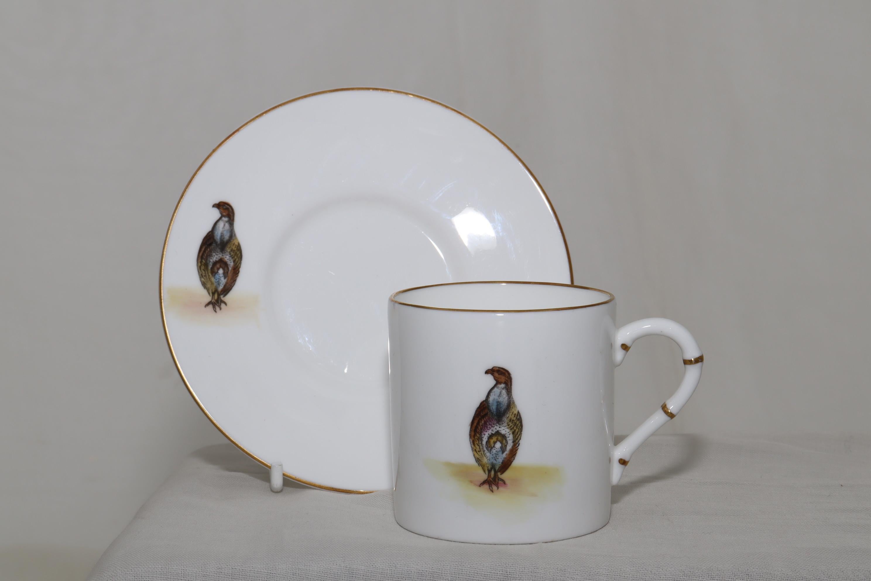 Four Royal Worcester Hand Coloured Demitasse Pattern Z2655 In Good Condition For Sale In East Geelong, VIC