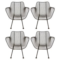 Four Russell Woodard Sculptura Metal Mesh Chair Armchairs Vintage Set Midcentury