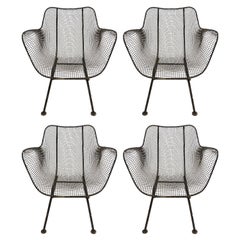 Four Russell Woodard Sculptura Metal Mesh Chair Armchairs Vintage Set Midcentury