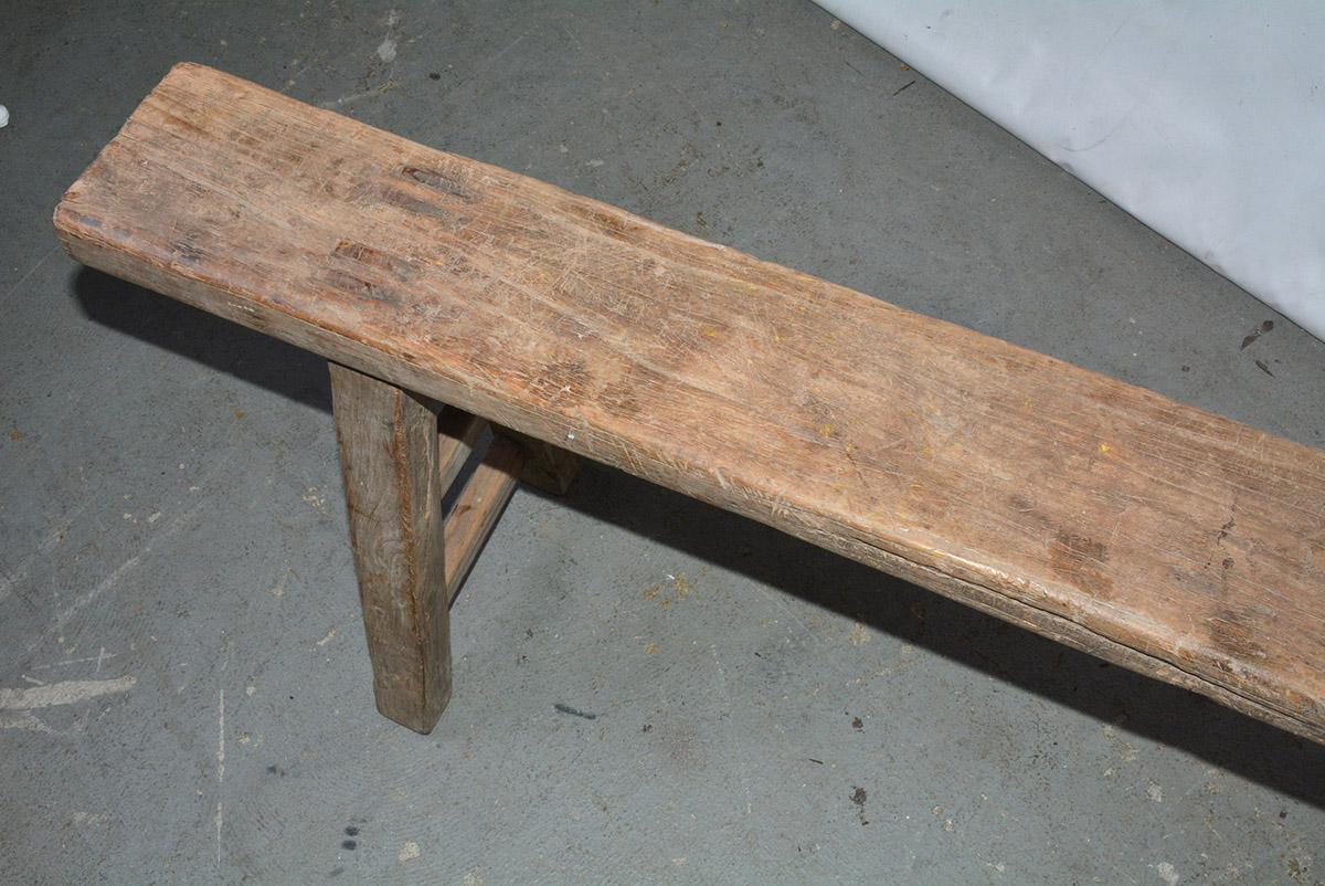 Four Rustic Antique Asian Teak Benches Sold Singly 2