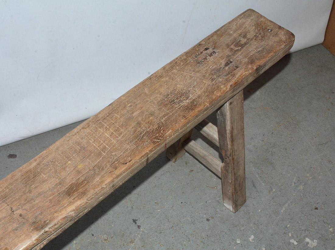 Four Rustic Antique Asian Teak Benches Sold Singly 3