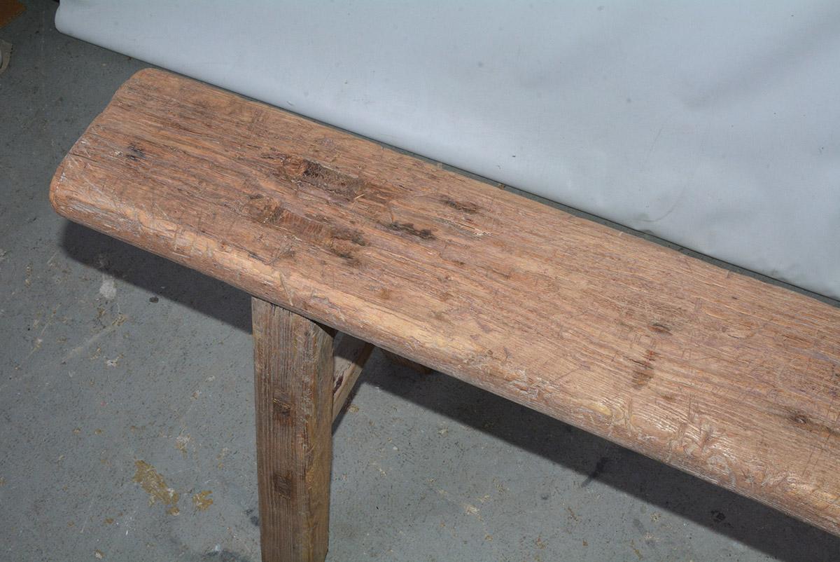 Four Rustic Antique Asian Teak Benches Sold Singly 6