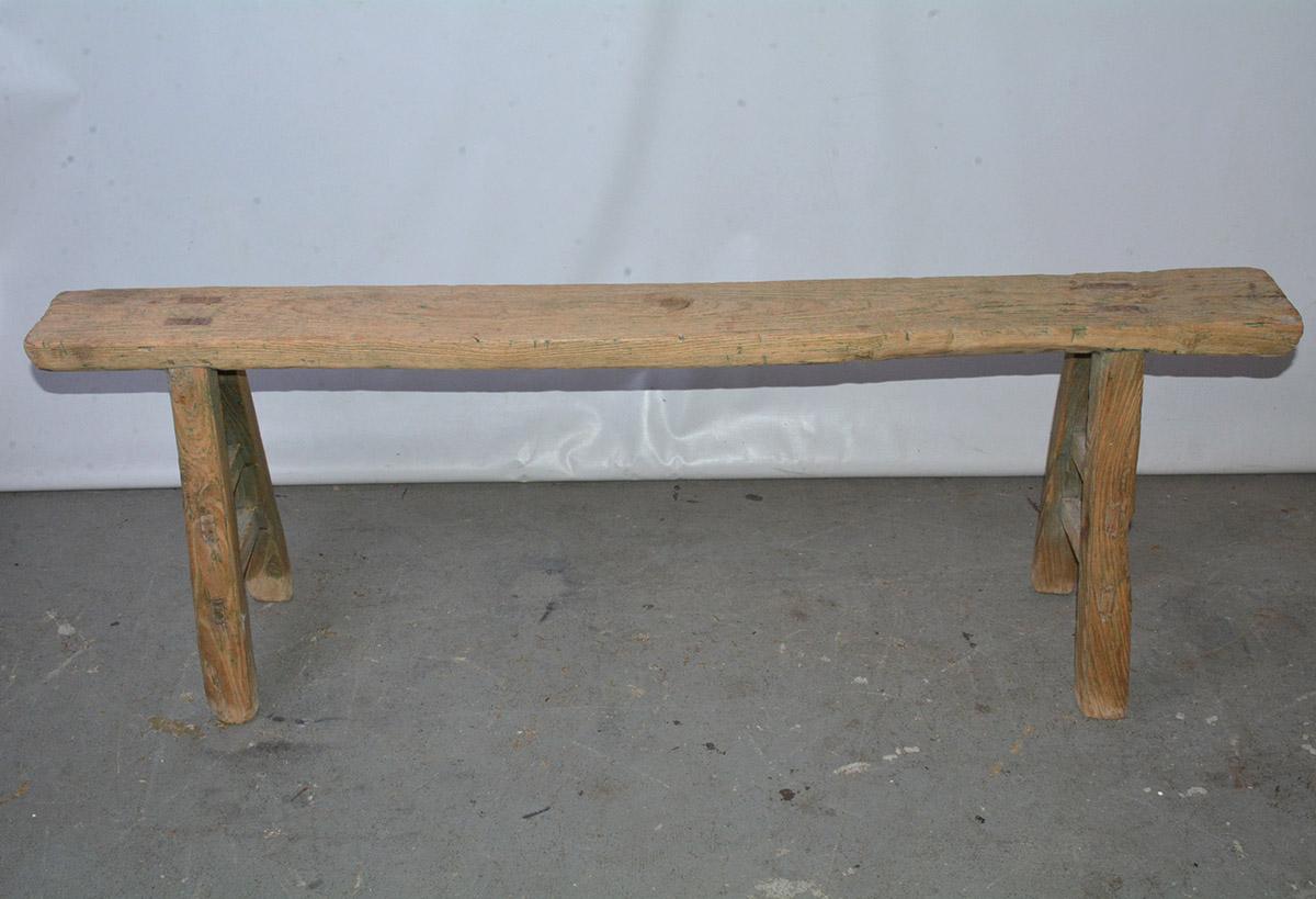 Four Rustic Antique Asian Teak Benches Sold Singly 9